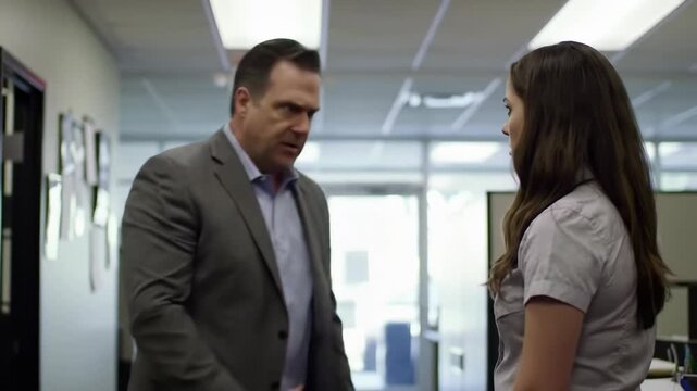 Tense Office Encounter:  Suspicious Exchange Between Colleagues