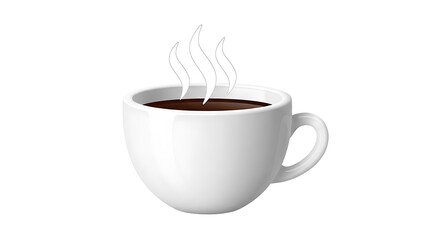 Fototapeta premium Stock photo of hot coffee cup with steam, white mug, caffeine drink, morning beverage