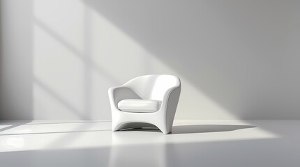 Minimalist white chair in an empty room, white chair in the interior
