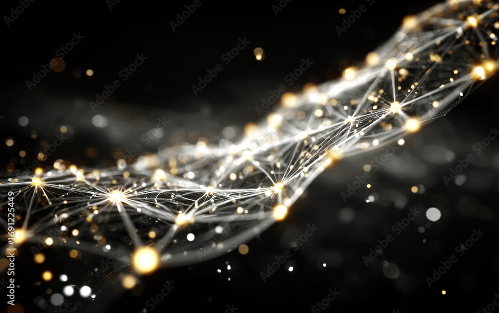 Aufkleber abstract network connections with glowing nodes and lines