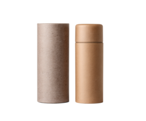 Two cardboard tubes on a transparent background