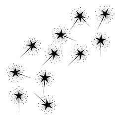 Black Dandelion Seed Heads on White Background