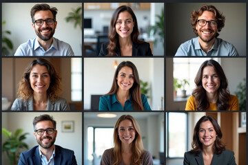 Modern Virtual HR Conference: A Diverse Array of Professionals in a Photo Collage