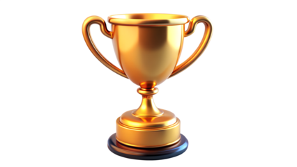 A shiny golden trophy stands tall, symbolizing victory and achievement isolated on transparent background, a testament to success