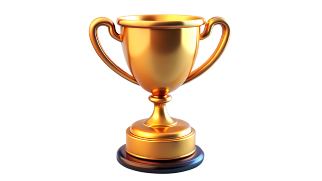 A shiny golden trophy stands tall, symbolizing victory and achievement isolated on transparent background, a testament to success