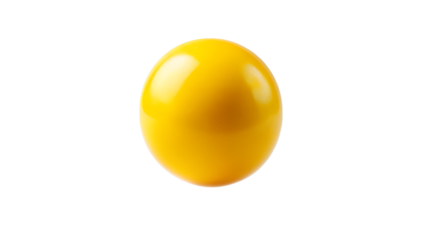 Vibrant yellow ball isolated on transparent background, ideal for sports, games, or decorative purposes, radiating energy and positivity