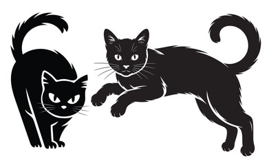 Fototapeta premium Cat Silhouette Graphic Pack | Black Cat Vector Design | Kitty Outline Shapes