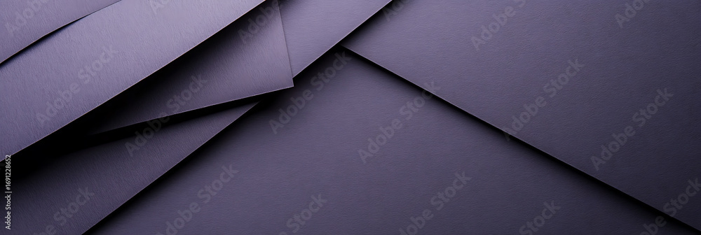 Poster abstract interplay of overlapping purple planes creating dynamic geometric patterns and depth throug