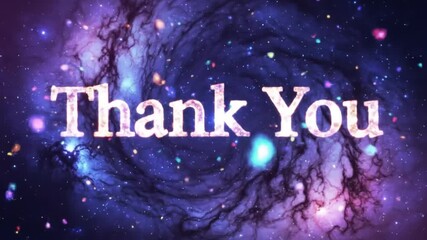 Thank you text with a cosmic nebula and stars background, appreciation and gratitude message - Powered by Adobe