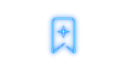 Obraz premium Illustration of blue neon bookmark icon isolated on transparent background for save or favorite concept in modern style