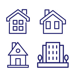 Fototapeta premium Outline home line icons isolated on a white background. House icons sign Eps 10. Vector illustration.