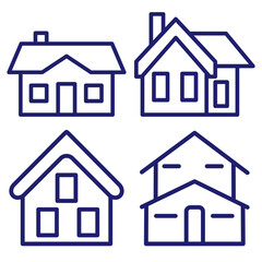 Outline home line icons isolated on a white background. House icons sign  Eps 10. Vector illustration.