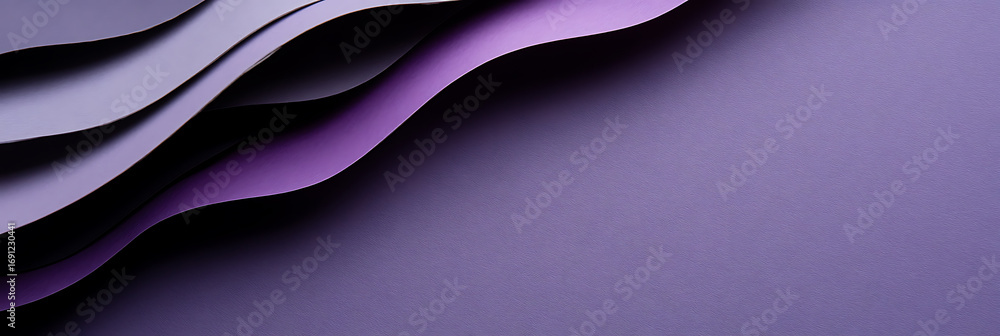 Poster abstract wave patterns in purple tones, creating a layered effect. the gentle curves and color varia