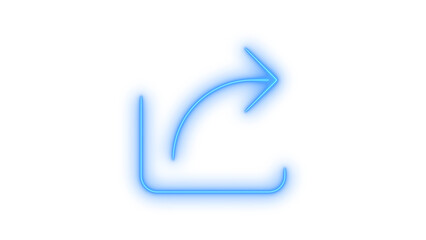 Illustration of glowing blue share icon isolated on transparent background, symbolizing digital sharing, social media connectivity, and modern communication methods