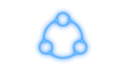 Illustration of neon blue circle chain isolated on transparent background, a glowing symbol of connection, collaboration, and teamwork in a modern and vibrant design