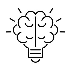 bulb and brain line vector icon