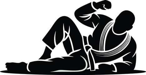 A Powerful Martial Artist Demonstrates Ground Fighting Techniques During Intense Training Sessions Practicing Submission Holds and Defensive Maneuvers in a Disciplined Combat Sport