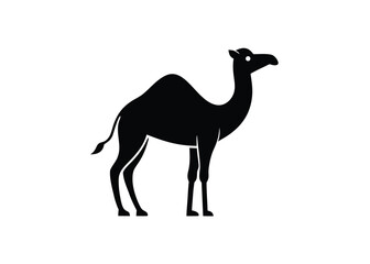 Fototapeta premium Camel Standing Tall in Black Silhouette Style silhouette