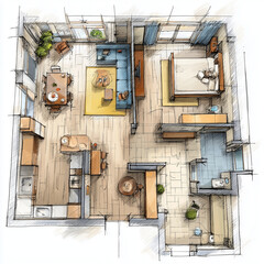 grundriss, enwturf, plan, architekt, umzug, wohnung, haus, etage, bauwerk, planung, planen, malen, zeichnung, illustration, gemailt, millimeterpapier, planung, unterlagen, wohnung, wohnungsgrundriss, 
