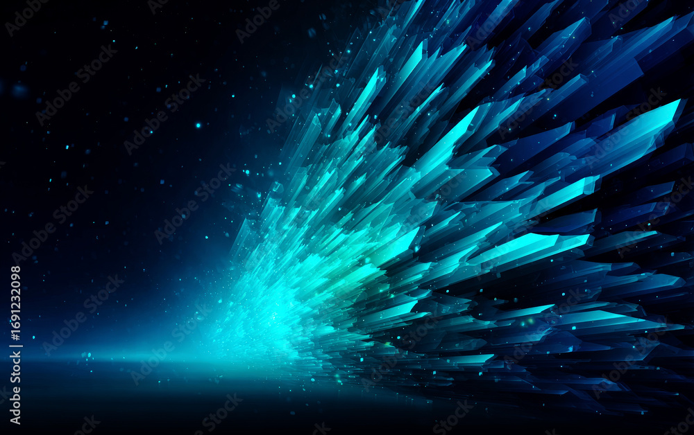 Aufkleber dynamic blue crystal-like structure with futuristic visual effect
