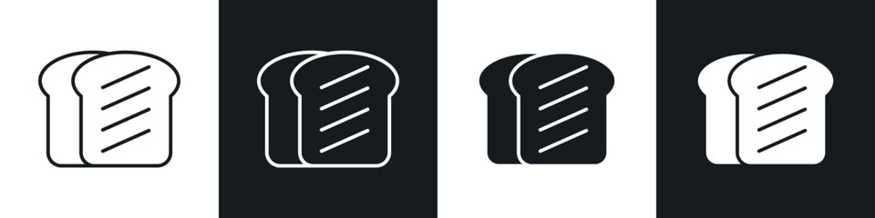 White bread icons in solid and stroke graphics