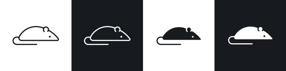 Rat icons in solid and stroke graphics