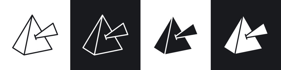 Prism icons in solid and stroke graphics