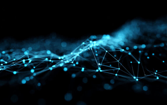 Abstract digital network connections with glowing nodes and lines
