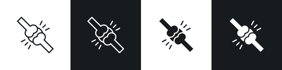 Osteoporosis icons in solid and stroke graphics