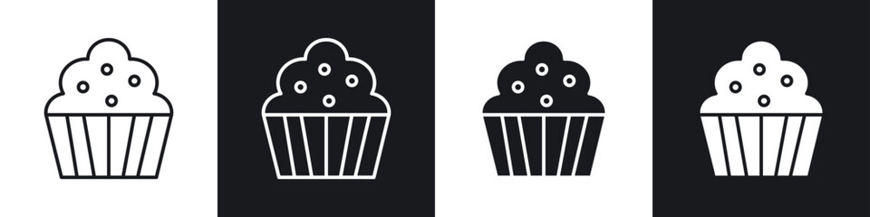 Muffin icons in solid and stroke graphics