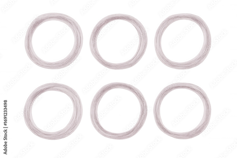 Poster six light pink textured circle frames are arranged in a grid pattern on a transparent background, cr