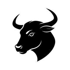 Bull Cow Head Side View Silhouette Logo