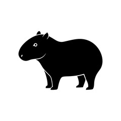 Capybara Silhouette Logo Icon on White Background