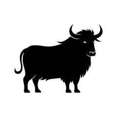 Domestic Yak Silhouette Logo Icon on White Background