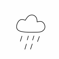 Simple cloud drawing with rain drops on white background. Perfect for weather icons, kids art, stickers, forecasts, decorative designs, and playful illustrations.
