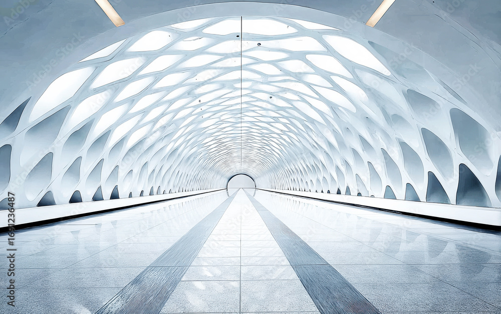 Poster modern and futuristic tunnel with unique geometric patterns