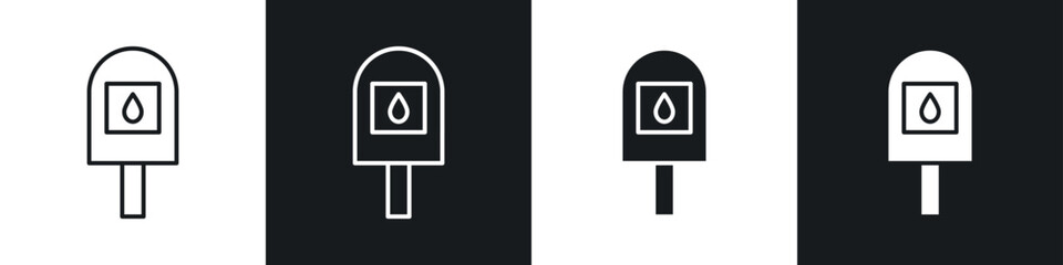 Blood sugar test icons in solid and stroke graphics