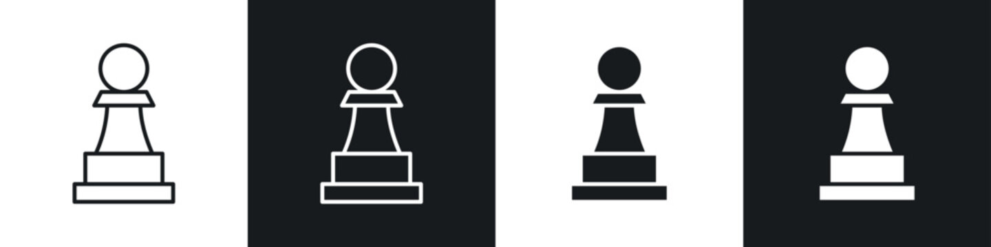 Chess pawn icons in solid and stroke graphics