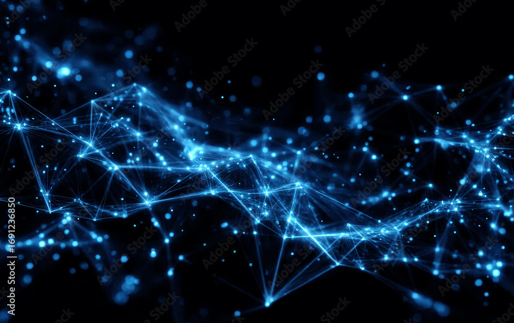 Aufkleber abstract blue network connections representing digital technology and data flow