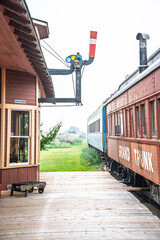 Train is parked at a train station