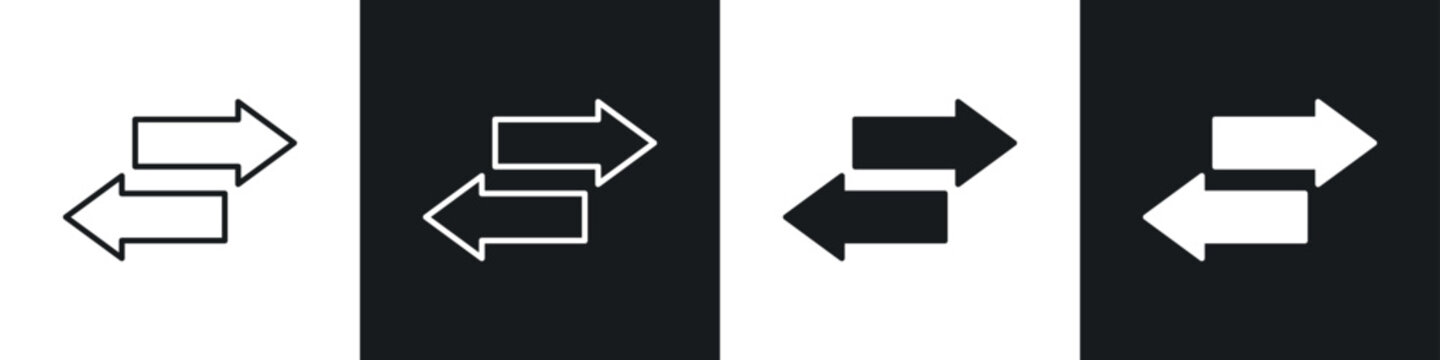Transfer arrows icons in solid and stroke graphics