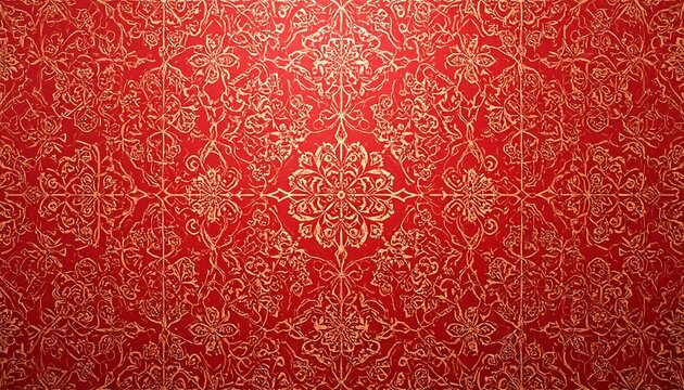 Ornate red background with gold design