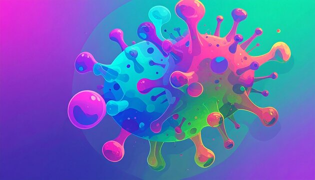 Vibrant colorful cartoon virus illustration - Powered by Adobe