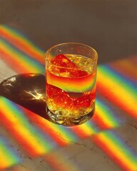 Vibrant rainbow beverage with reflections high resolution image