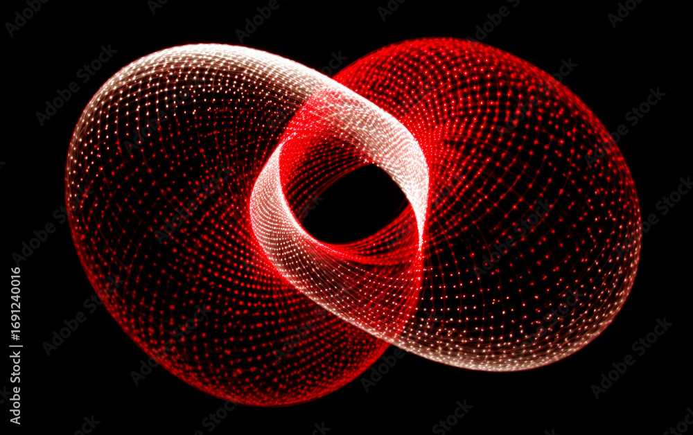 Poster abstract red and white geometric shape with dotted pattern