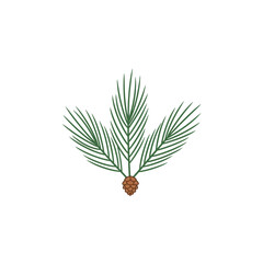 Stylized Pine Branch with Cone Illustration