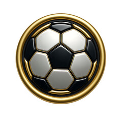 Fototapeta premium Shiny soccer ball emblem with metallic ring