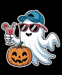 Summer Halloween in July Novelty Carved Watermelon Ghost Funny