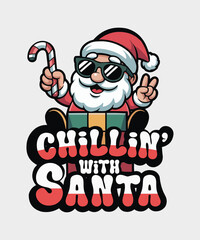 Cool Santa chilling with a gift, perfect for Christmas.