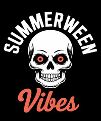 Summerween Vibes Halloween in Summer Spooky Season Skull